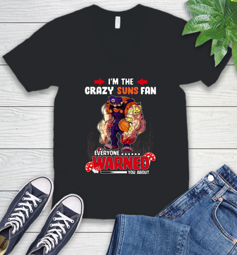 Phoenix Suns NBA Basketball Mario I'm The Crazy Fan Everyone Warned You About V-Neck T-Shirt