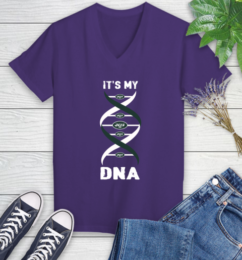 New York Jets NFL Football It's My DNA Sports (1) Women's V-Neck T-Shirt 3