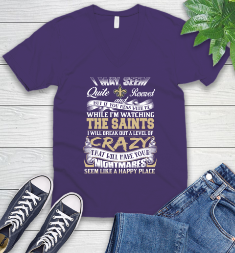 New Orleans Saints NFL Football Don't Mess With Me While I'm Watching My Team V-Neck T-Shirt 9