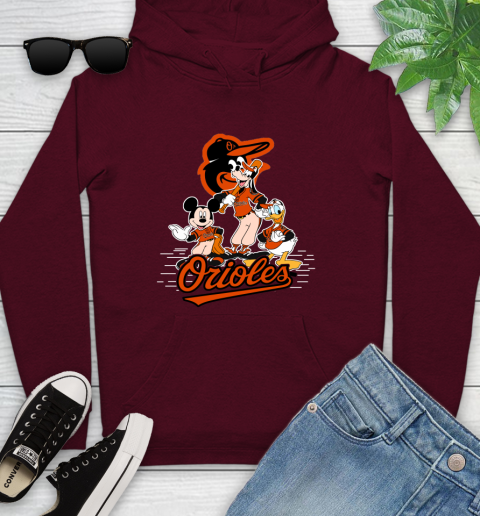 MLB Baltimore Orioles Mickey Mouse Donald Duck Goofy Baseball T Shirt Youth Hoodie 7
