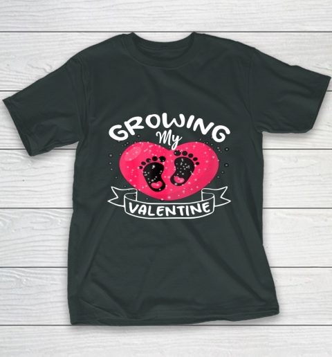 Womens Growing My Valentine literally pregnant shirt Pregnancy Wife Youth T-Shirt 12