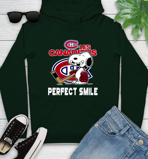 NHL Montreal Canadiens Snoopy Perfect Smile The Peanuts Movie Hockey T Shirt Youth Hoodie 14
