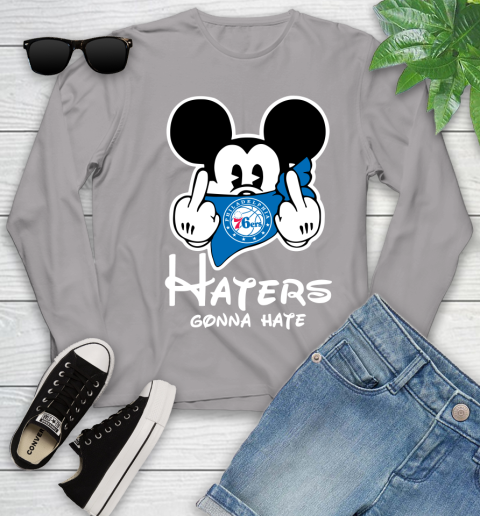NBA Philadelphia 76ers Haters Gonna Hate Mickey Mouse Disney Basketball T Shirt Youth Long Sleeve 5