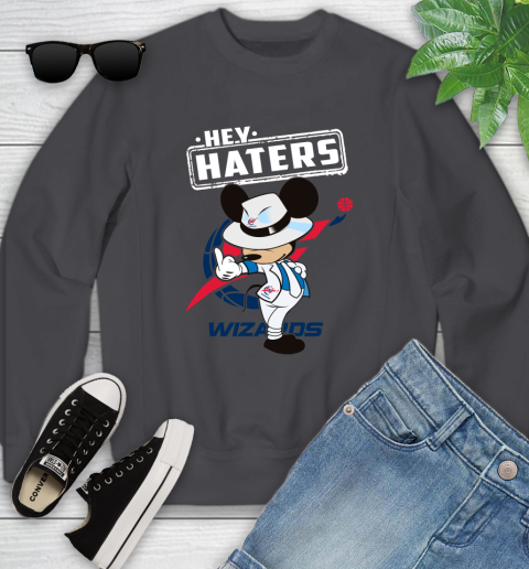 NBA Hey Haters Mickey Basketball Sports Washington Wizards Youth Sweatshirt 5