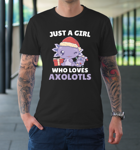 Just A Girl Who Loves Axolotls Cute Girls Christmas Pajama T-Shirt