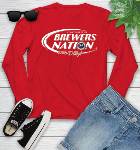 MLB A True Friend Of The Milwaukee Brewers Dilly Dilly Baseball Sports Youth Long Sleeve 11