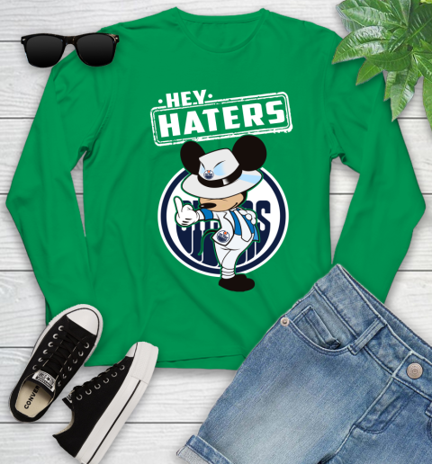 NHL Hey Haters Mickey Hockey Sports Edmonton Oilers Youth Long Sleeve 7