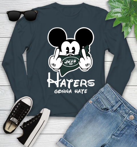 NFL New York Jets Haters Gonna Hate Mickey Mouse Disney Football T Shirt Youth Long Sleeve 9