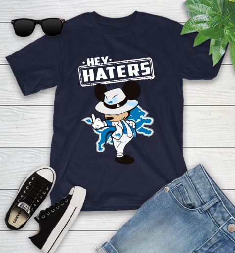 NFL Hey Haters Mickey Football Sports Detroit Lions Youth T-Shirt 2