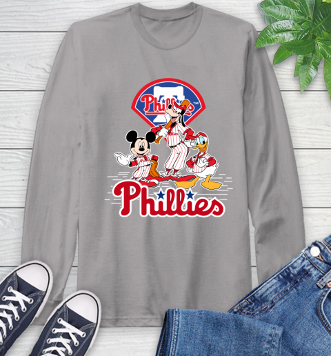MLB Philadelphia Phillies Mickey Mouse Donald Duck Goofy Baseball T Shirt Long Sleeve T-Shirt 6