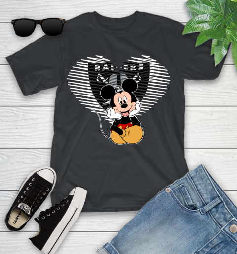 NFL Oakland Raiders The Heart Mickey Mouse Disney Football T Shirt_000 Youth T-Shirt