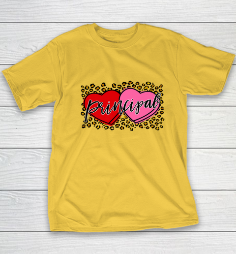 Leopard Candy Heart Principal Valentine Day Principal V Day Youth T-Shirt 4