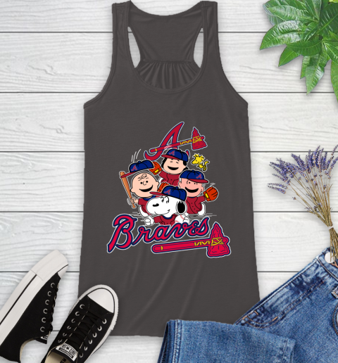 MLB Atlanta Braves Snoopy Charlie Brown Woodstock The Peanuts Movie Baseball T Shirt Racerback Tank 11