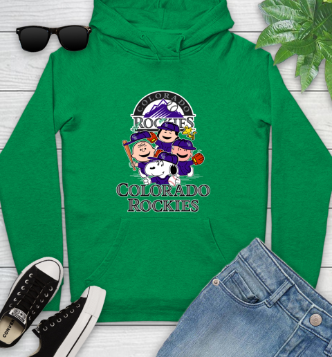 MLB Colorado Rockies Snoopy Charlie Brown Woodstock The Peanuts Movie Baseball T Shirt_000 Youth Hoodie 9