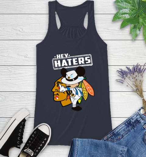 NHL Hey Haters Mickey Hockey Sports Chicago Blackhawks Racerback Tank 10