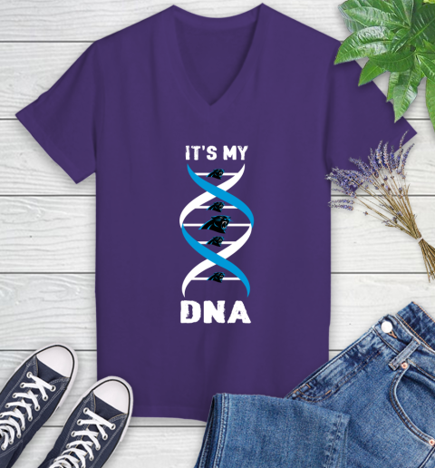 Carolina Panthers NFL Football It's My DNA Sports Women's V-Neck T-Shirt 3