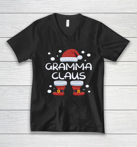 Gramma Claus Happy Christmas Pajama Family Matching Xmas V-Neck T-Shirt