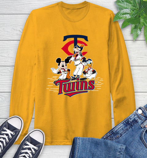 MLB Minnesota Twins Mickey Mouse Donald Duck Goofy Baseball T Shirt Long Sleeve T-Shirt 2
