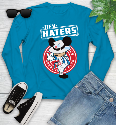 NBA Hey Haters Mickey Basketball Sports Atlanta Hawks Youth Long Sleeve 8