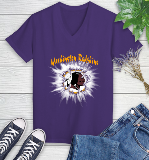Washington Redskins NFL Football Adoring Fan Rip Sports Women's V-Neck T-Shirt 3