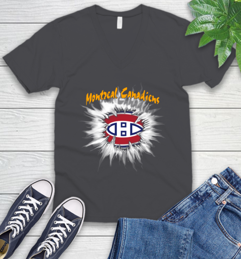 Montreal Canadiens NHL Hockey Adoring Fan Rip Sports V-Neck T-Shirt 4
