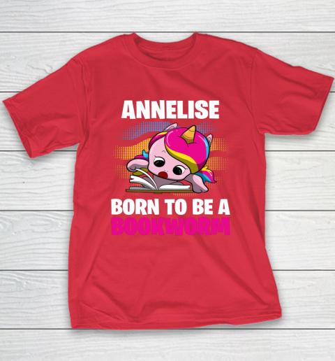 Annelise Born To Be A Bookworm Unicorn Youth T-Shirt 8