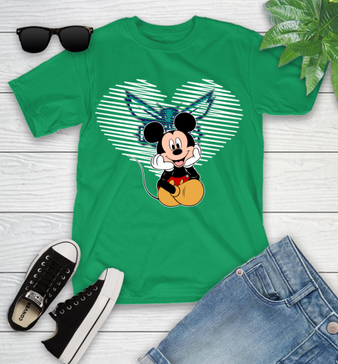 NBA Charlotte Hornets The Heart Mickey Mouse Disney Basketball Youth T-Shirt 8