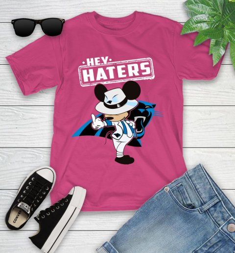 NFL Hey Haters Mickey Football Sports Carolina Panthers Youth T-Shirt 11