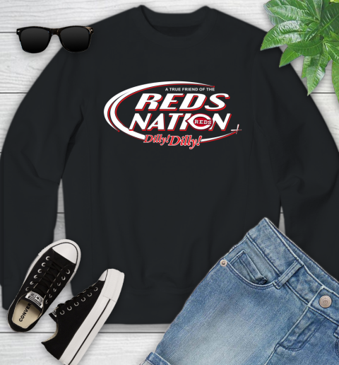 MLB A True Friend Of The Cincinnati Reds Dilly Dilly Baseball Sports Youth Sweatshirt