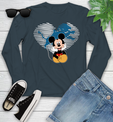 NFL Detroit Lions The Heart Mickey Mouse Disney Football T Shirt_000 Youth Long Sleeve 9