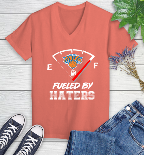 New York Knicks NBA Basketball Fueled By Haters Sports Women's V-Neck T-Shirt 6
