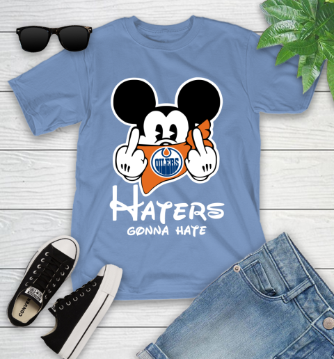 NHL Edmonton Oilers Haters Gonna Hate Mickey Mouse Disney Hockey T Shirt Youth T-Shirt 15