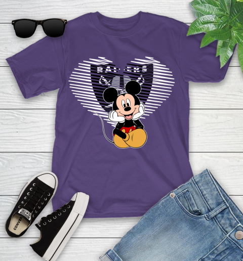 NFL Oakland Raiders The Heart Mickey Mouse Disney Football T Shirt_000 Youth T-Shirt 3