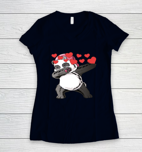 VALENTINE HEART bear DABBING PANDA Women's V-Neck T-Shirt 9