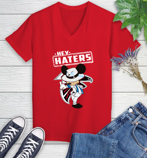 NFL Hey Haters Mickey Football Sports Atlanta Falcons Women's V-Neck T-Shirt 11