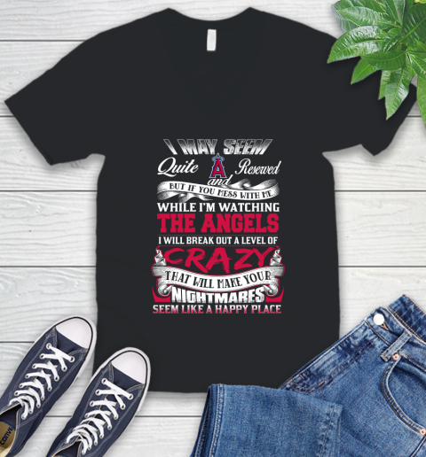 Los Angeles Angels MLB Baseball Don't Mess With Me While I'm Watching My Team V-Neck T-Shirt