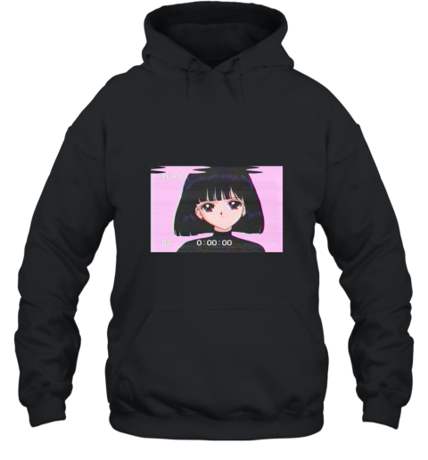 Sad Girl Retro Japanese Anime Vaporwave T Shirt Hooded