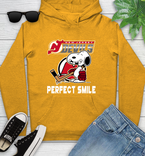 NHL New Jersey Devils Snoopy Perfect Smile The Peanuts Movie Hockey T Shirt Youth Hoodie 2