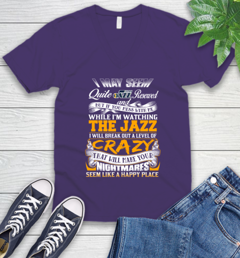 Utah Jazz NBA Basketball Don't Mess With Me While I'm Watching My Team V-Neck T-Shirt 9