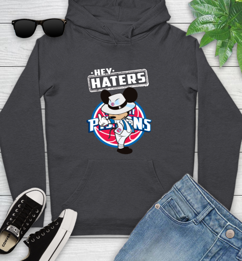 NBA Hey Haters Mickey Basketball Sports Detroit Pistons Youth Hoodie 8