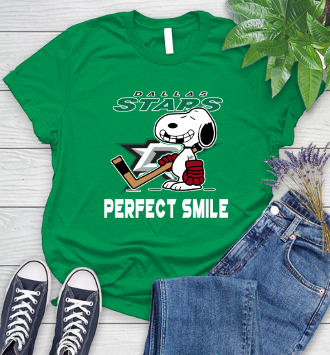 NHL Dallas Stars Snoopy Perfect Smile The Peanuts Movie Hockey T Shirt Women's T-Shirt 9