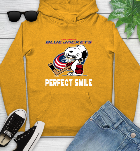 NHL Columbus Blue Jackets Snoopy Perfect Smile The Peanuts Movie Hockey T Shirt Youth Hoodie 2