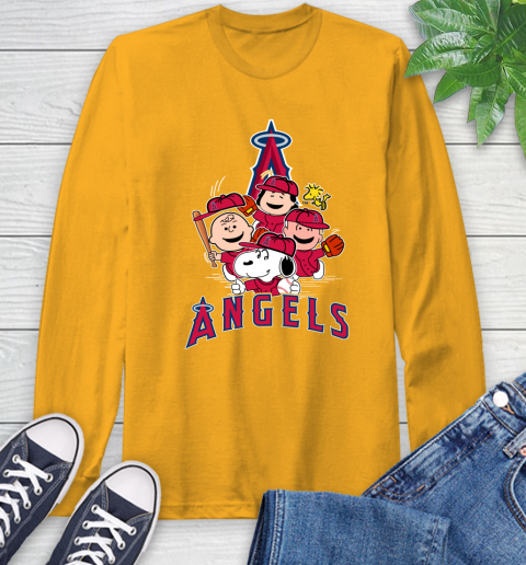 MLB Los Angeles Angels Snoopy Charlie Brown Woodstock The Peanuts Movie Baseball T Shirt_000 Long Sleeve T-Shirt 2
