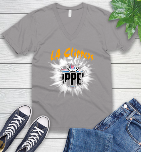 LA Clippers NBA Basketball Rip Sports V-Neck T-Shirt 3