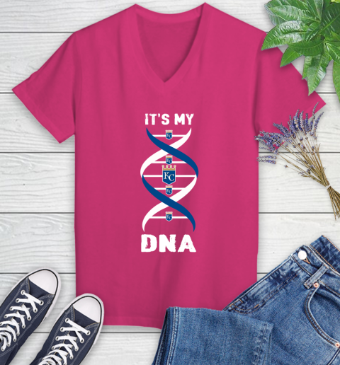 Kansas City Royals MLB Baseball It's My DNA Sports Women's V-Neck T-Shirt - Image 10