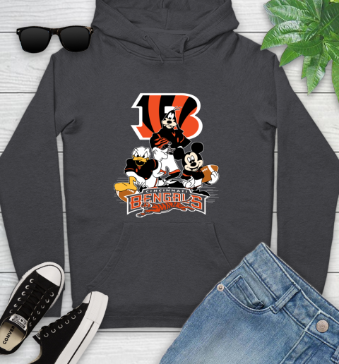 NFL Cincinnati Bengals Mickey Mouse Donald Duck Goofy Football Shirt Youth Hoodie 8