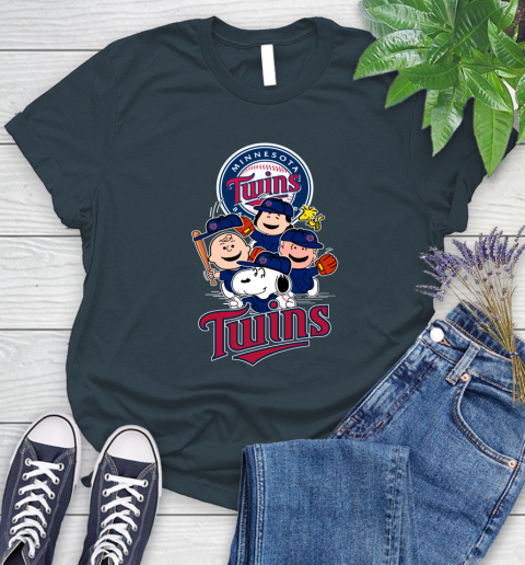 MLB Minnesota Twins Snoopy Charlie Brown Woodstock The Peanuts Movie Baseball T Shirt_000 Women's T-Shirt 11