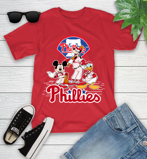 MLB Philadelphia Phillies Mickey Mouse Donald Duck Goofy Baseball T Shirt Youth T-Shirt 13