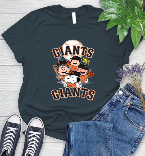 MLB San Francisco Giants Snoopy Charlie Brown Woodstock The Peanuts Movie Baseball T Shirt_000 Women's T-Shirt 11