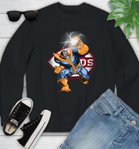 Cincinnati Reds MLB Baseball Thanos Avengers Infinity War Marvel Youth Sweatshirt